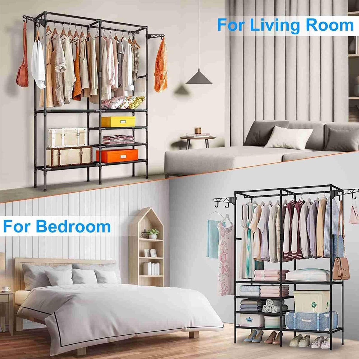 Double Row Floor Clothes Rack Two Colours | StorageOZ