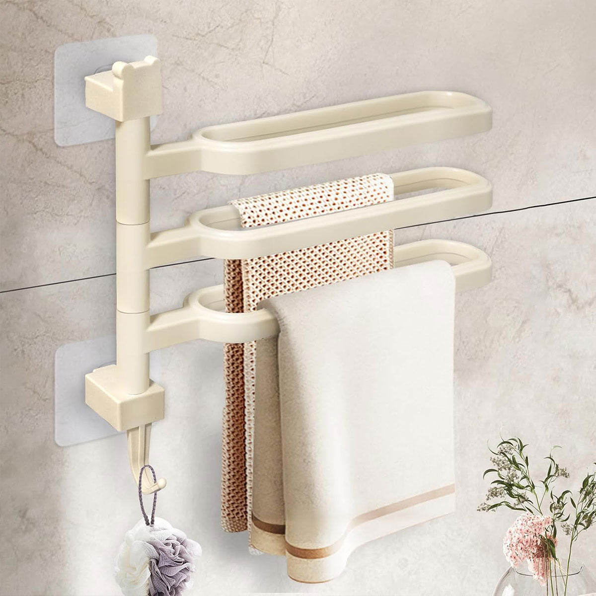 3 Arm Rotating Towel Rack Two Colours Set | StorageOZ