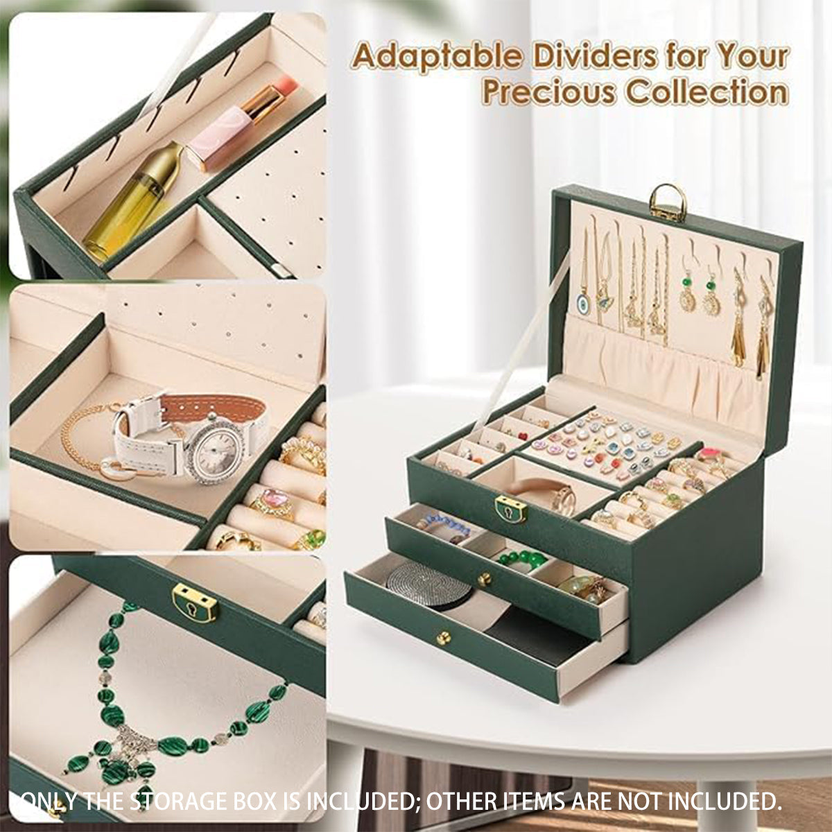 3 Layer Leather Jewellery Box Two Colours | StorageOZ