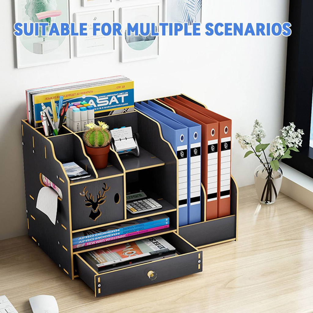Wooden Desktop File Rack Two Finishes Set | StorageOZ