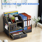 Wooden Desktop File Rack Two Finishes Set | StorageOZ