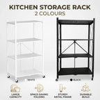Foldable 4 Tier Kitchen Storage Rack on Wheels
