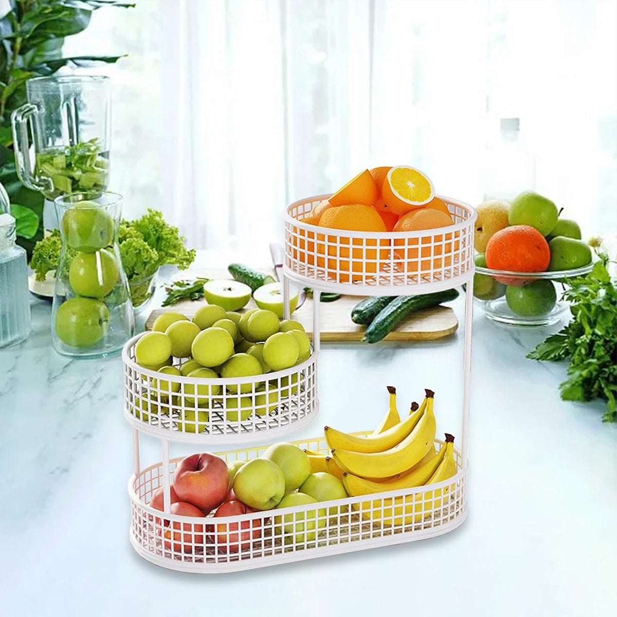 3 Tier Metal Fruit Basket in Three Colours | StorageOZ