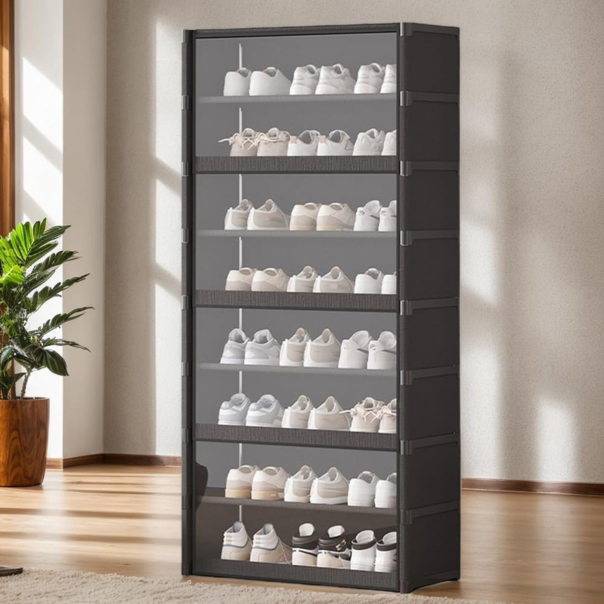 8 Tier Shoe Cabinet Two Depths Organiser | StorageOZ