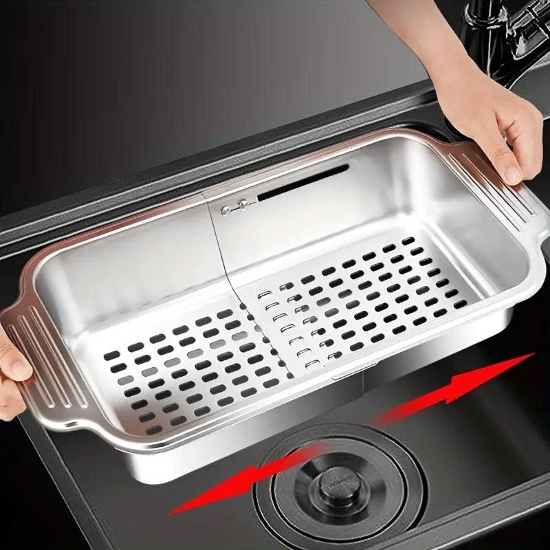 304 Steel Retractable Sink Drain Basket Set | StorageOZ