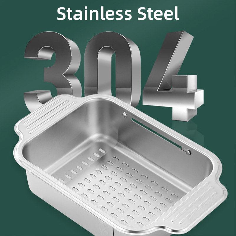 304 Steel Retractable Sink Drain Basket Set | StorageOZ