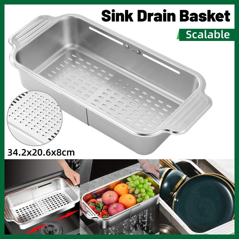 304 Steel Retractable Sink Drain Basket Set | StorageOZ
