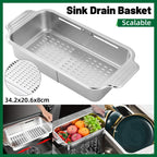 304 Steel Retractable Sink Drain Basket Set | StorageOZ