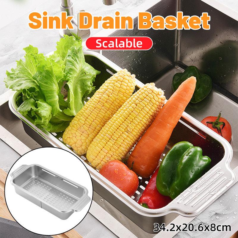 304 Steel Retractable Sink Drain Basket Set | StorageOZ