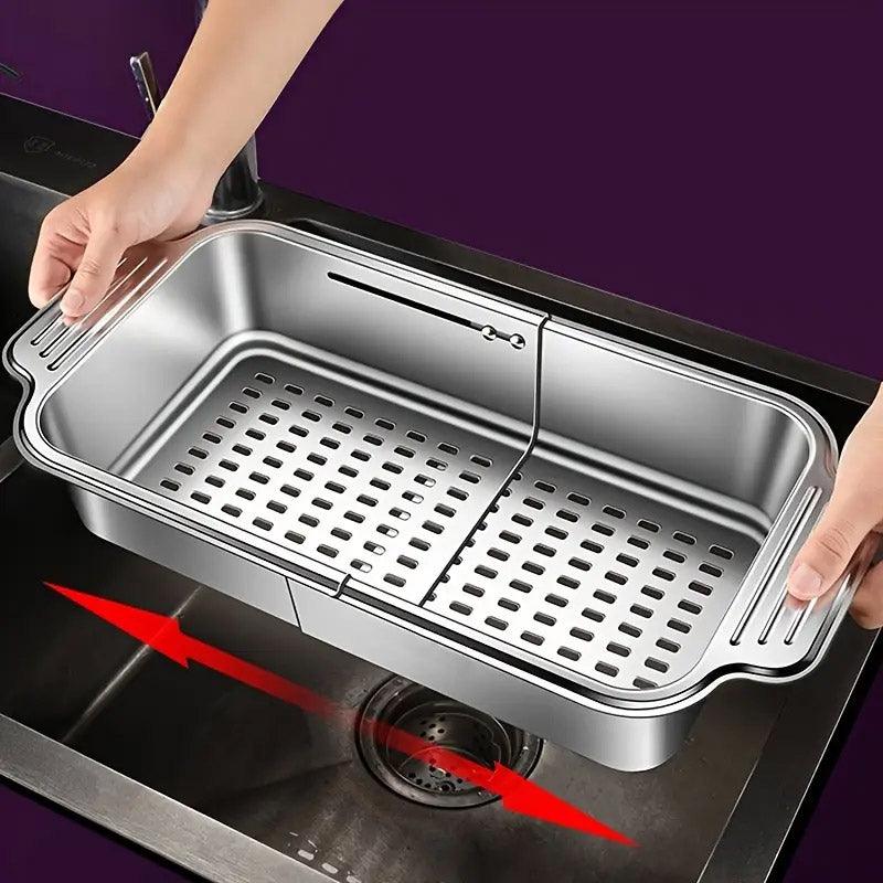 304 Steel Retractable Sink Drain Basket Set | StorageOZ