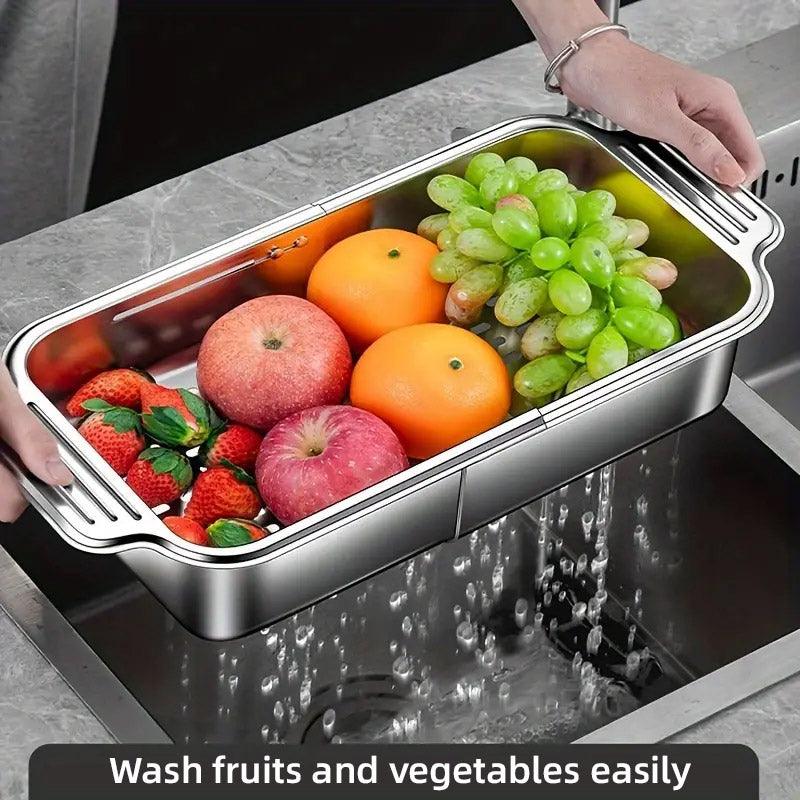 304 Steel Retractable Sink Drain Basket Set | StorageOZ