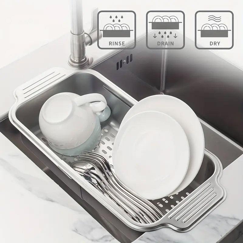 304 Steel Retractable Sink Drain Basket Set | StorageOZ