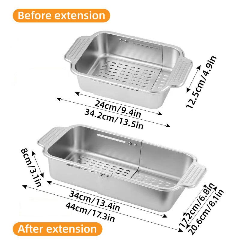 304 Steel Retractable Sink Drain Basket Set | StorageOZ
