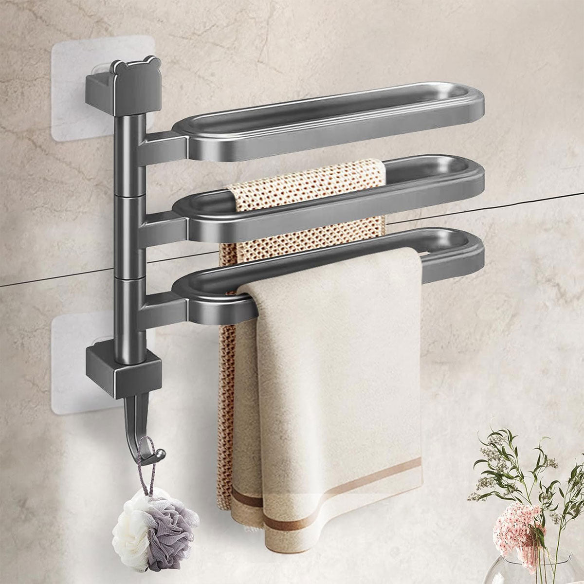 3 Arm Rotating Towel Rack Two Colours Set | StorageOZ