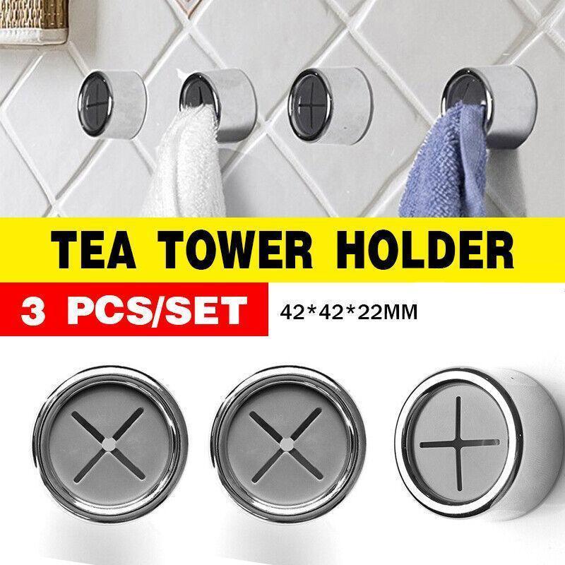 3 Pcs Adhesive Towel Holders Silicone Grip | StorageOZ