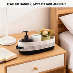 Oval Fabric Basket Leather Handles Two Colours | StorageOZ