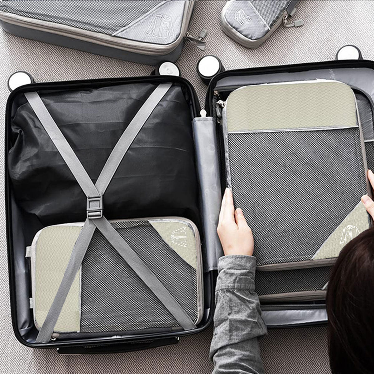 6 Pcs Compression Packing Cubes Three Colours | StorageOZ