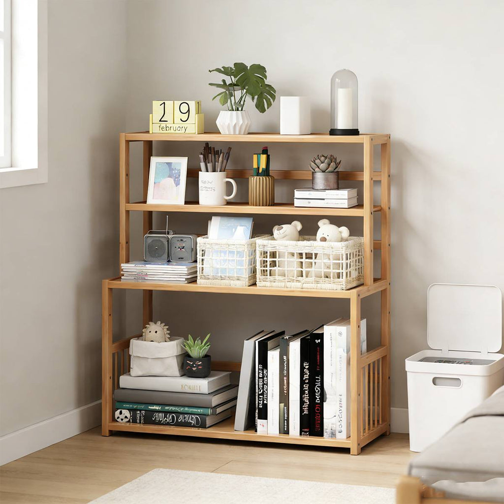 Bamboo Desktop Bookshelf Organiser 60x23x66cm