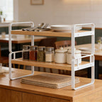 Desktop 2 Tier Storage Shelf Black or White 50cm