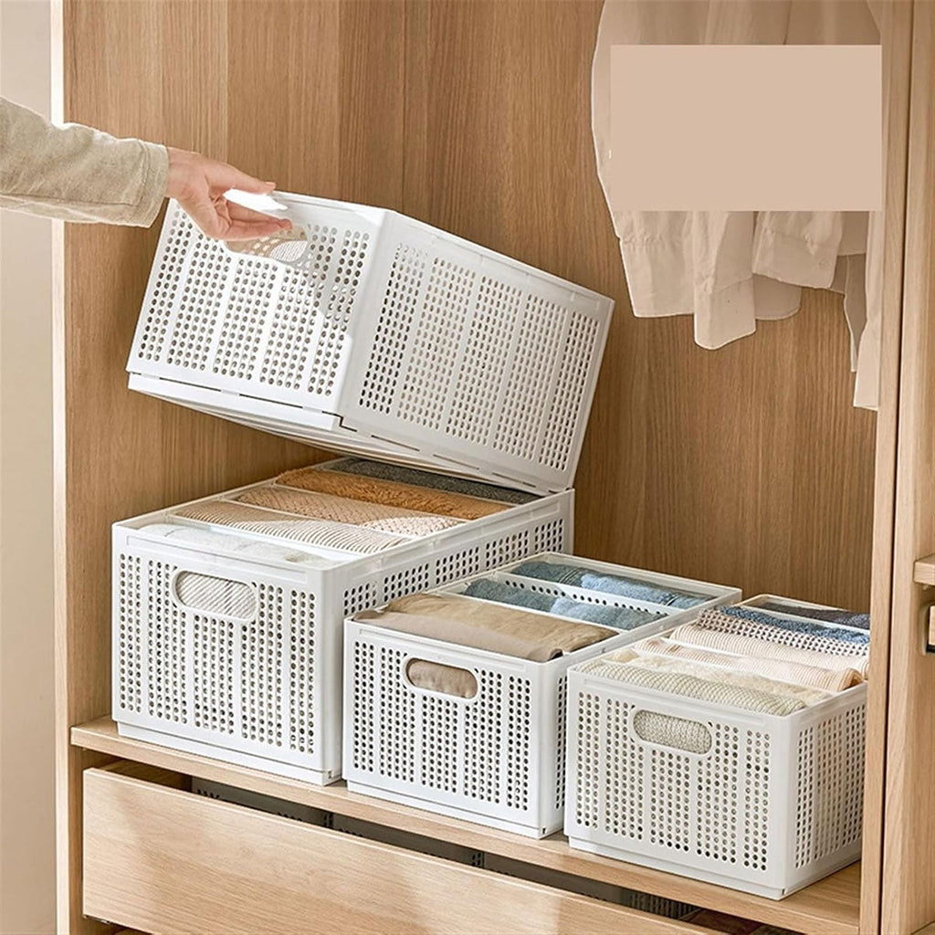 White Plastic Wardrobe Baskets Two Sizes | StorageOZ
