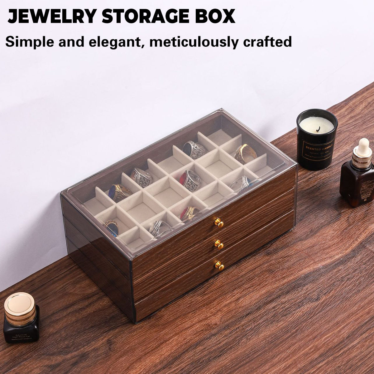Wooden Jewellery Box Three Layouts Organiser | StorageOZ
