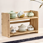 Solid Wood Book Stand Two Brown Tones Set | StorageOZ