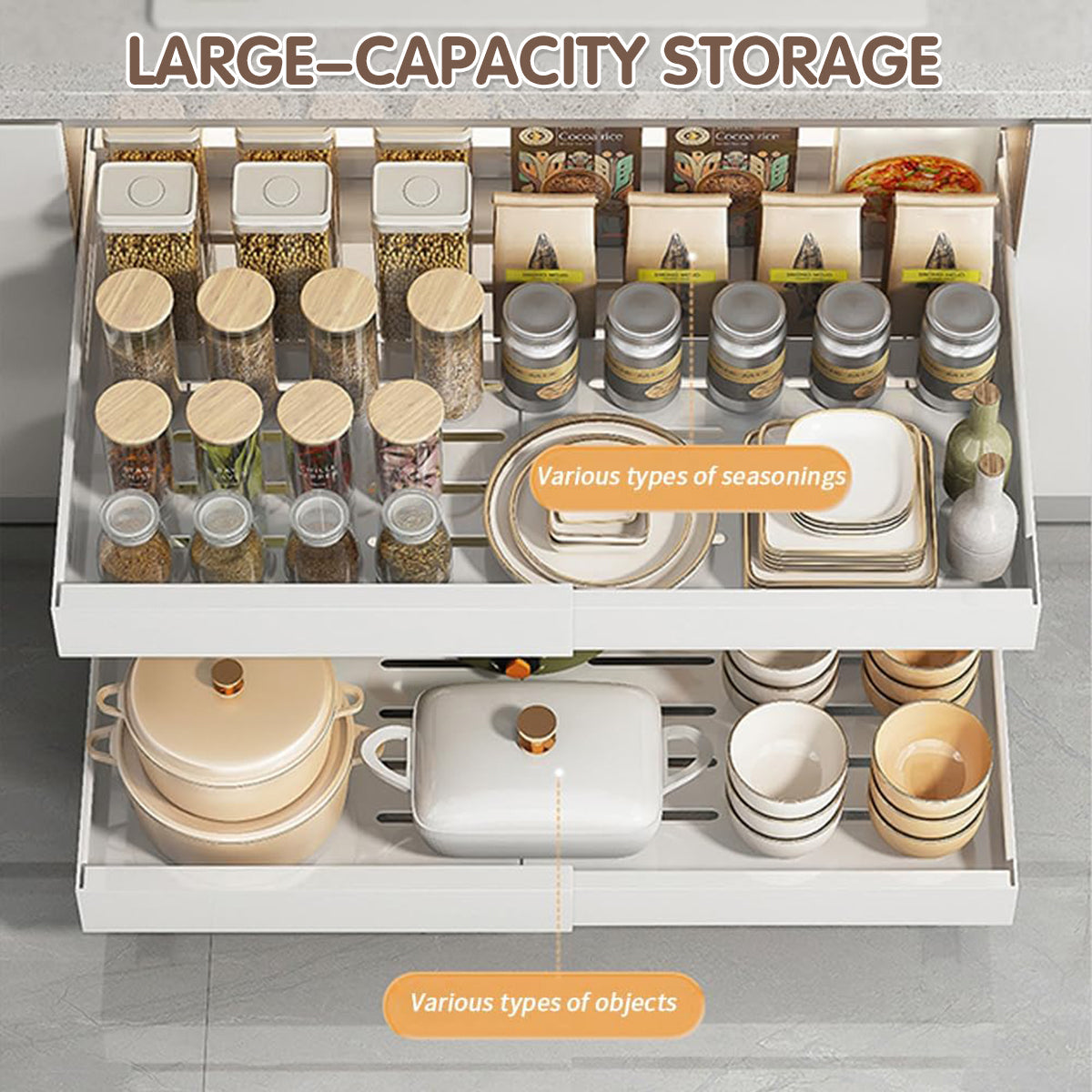 Pull Out Cabinet Basket Two Colours Rack | StorageOZ