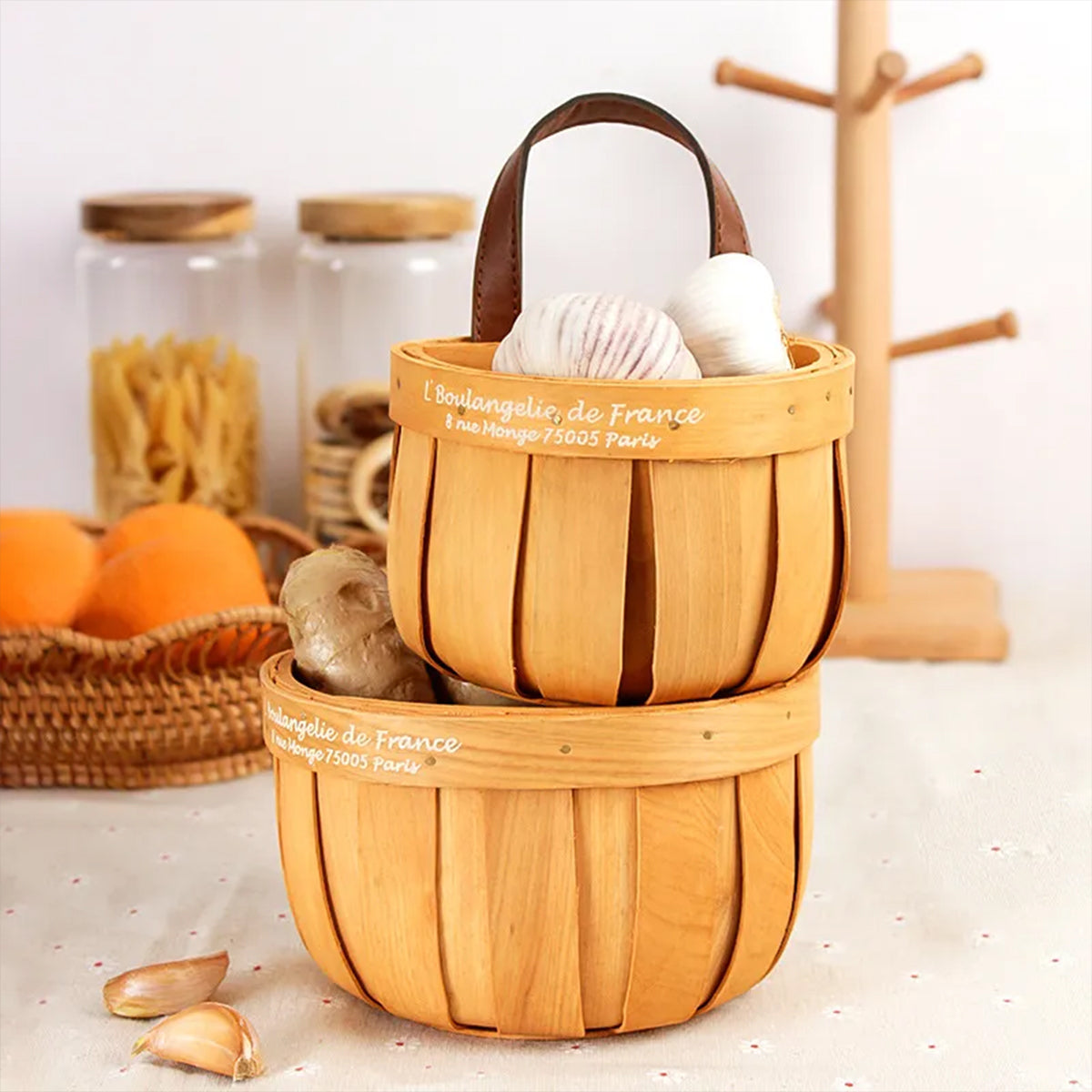 Yellow Woven Wall Basket in Two Sizes Set | StorageOZ