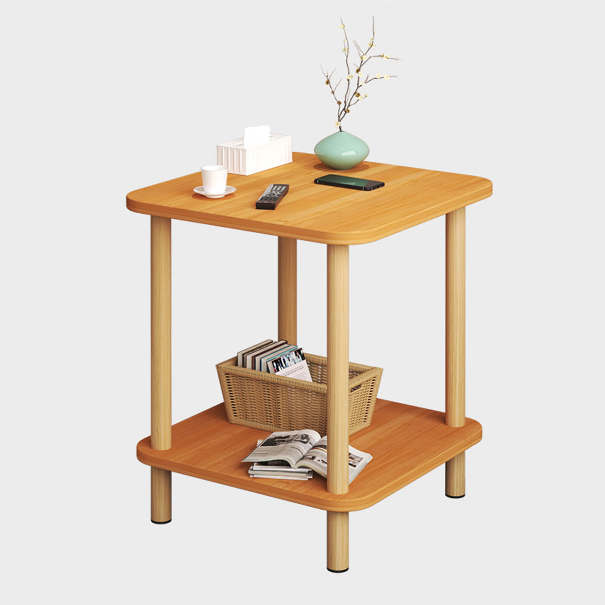 2 Tier Wooden Bedside Open Storage Shelf | StorageOZ