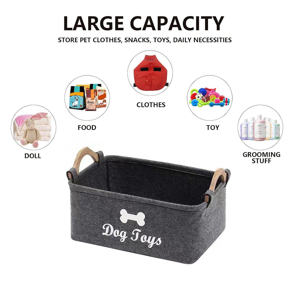 2 Pcs Felt Storage Baskets with Wood Handles | StorageOZ