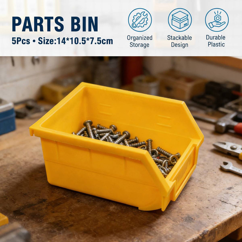 5 Pcs Yellow Hopper Parts Bins Set Organiser | StorageOZ