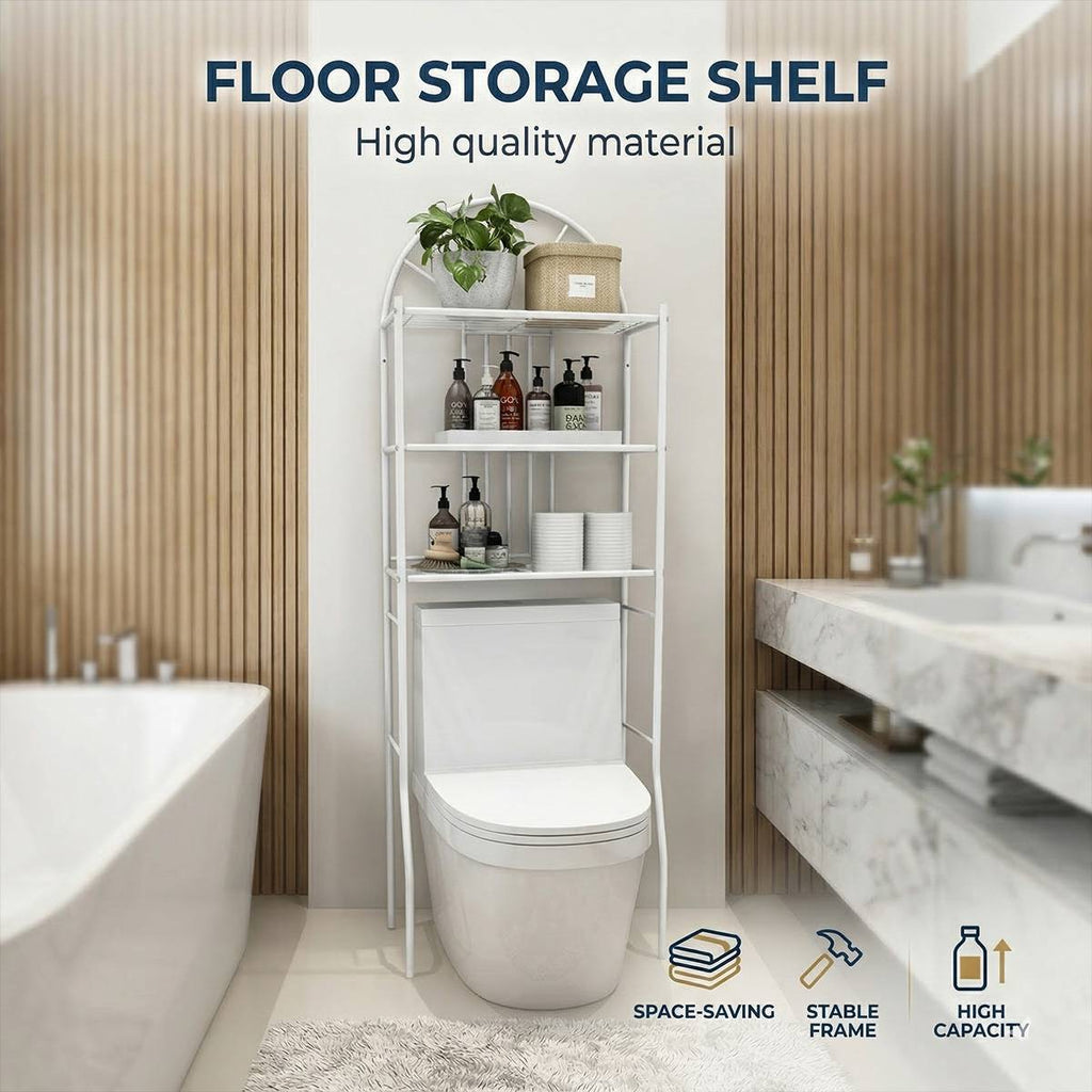 3 Tier Over Toilet Floor Storage Shelf Set | StorageOZ