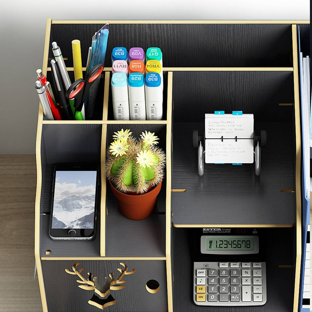 Wooden Desktop File Rack Two Finishes Set | StorageOZ