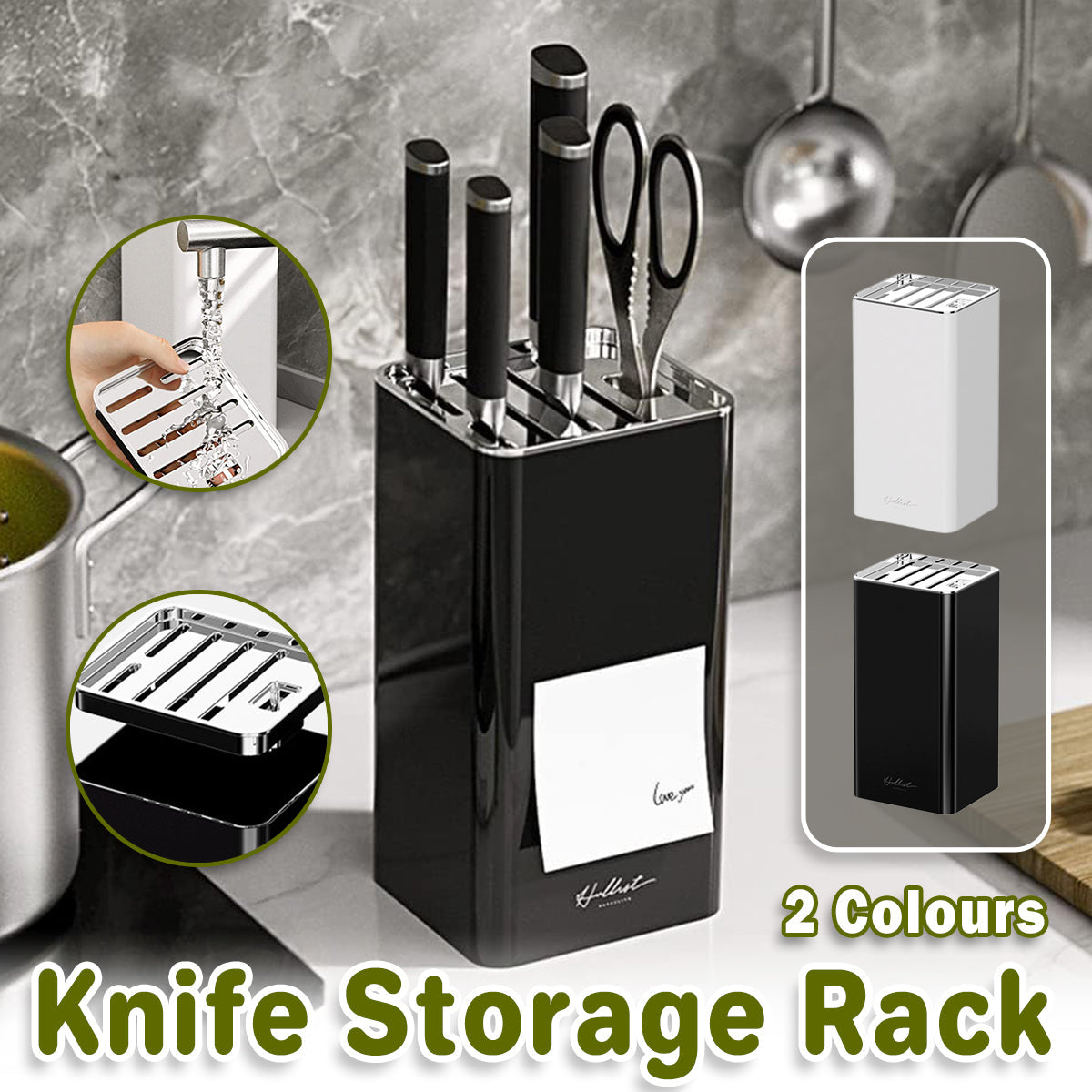 Kitchen Knife Scissors Storage Rack Two Colours | StorageOZ