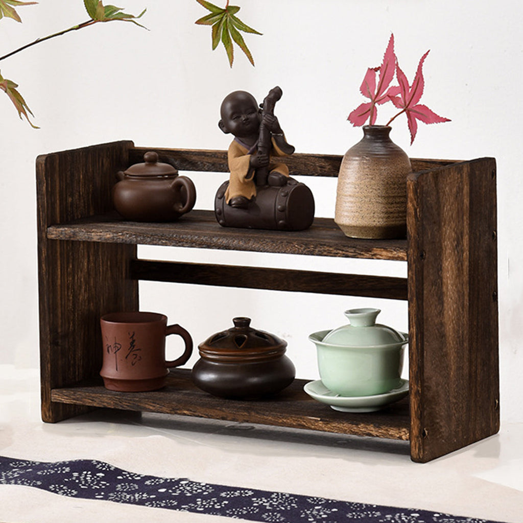 Solid Wood Book Stand Two Brown Tones Set | StorageOZ