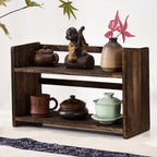 Solid Wood Book Stand Two Brown Tones Set | StorageOZ