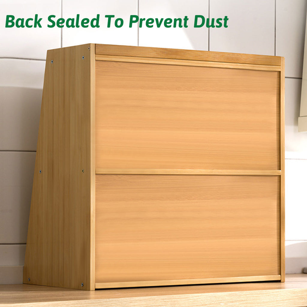 Bamboo Kitchen Storage Rack 3 Tier Acrylic Doors Spice 40 x 28 x 50cm