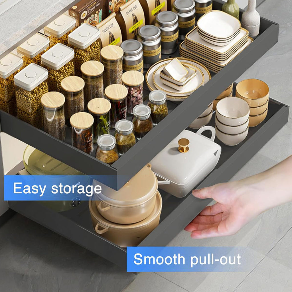 Pull Out Cabinet Basket Two Colours Rack | StorageOZ