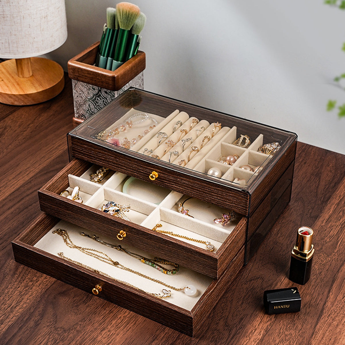 Wooden Jewellery Box Three Layouts Organiser | StorageOZ