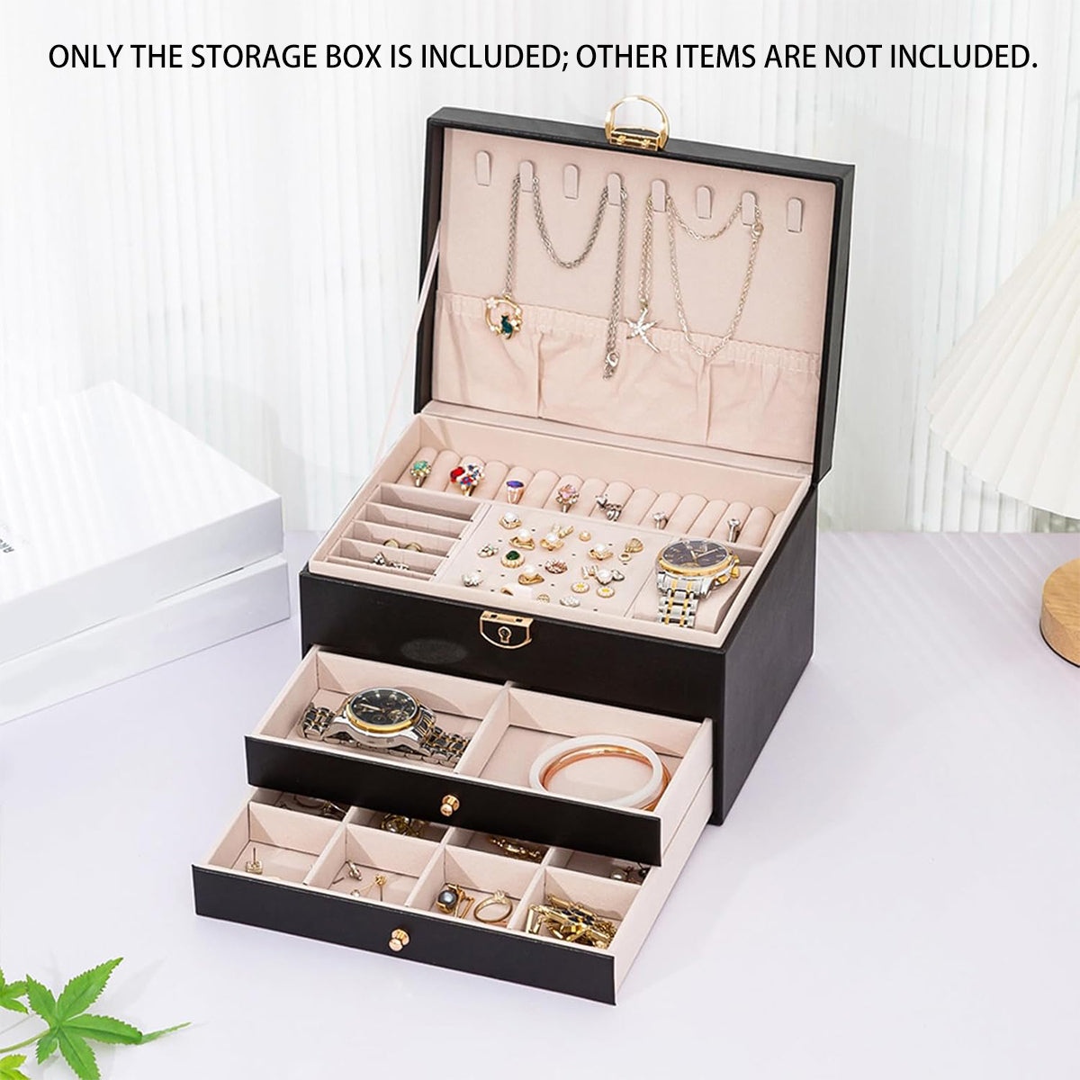 3 Layer Leather Jewellery Box Two Colours | StorageOZ