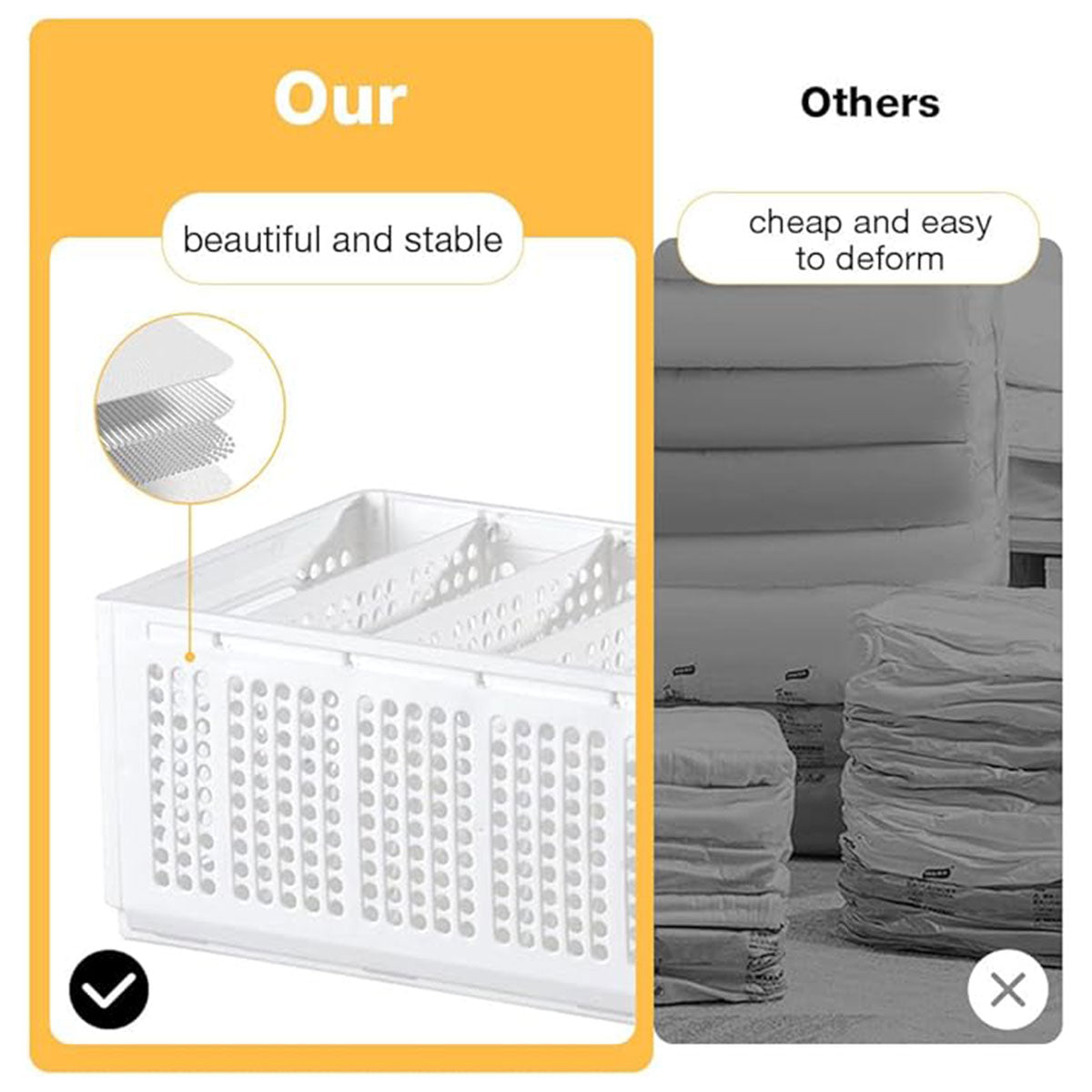 White Plastic Wardrobe Baskets Two Sizes | StorageOZ