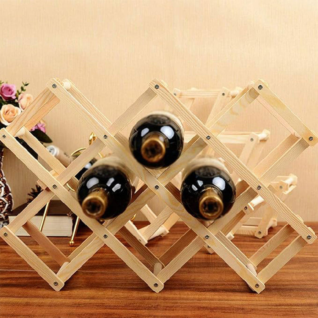 Foldable Pine Wine Rack 5 or 10 Bottles Set | StorageOZ