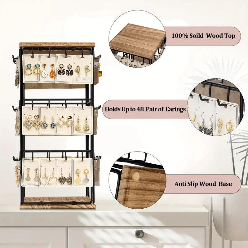 3 Tier Earring Stand Holds 48 Pairs Two Colours | StorageOZ