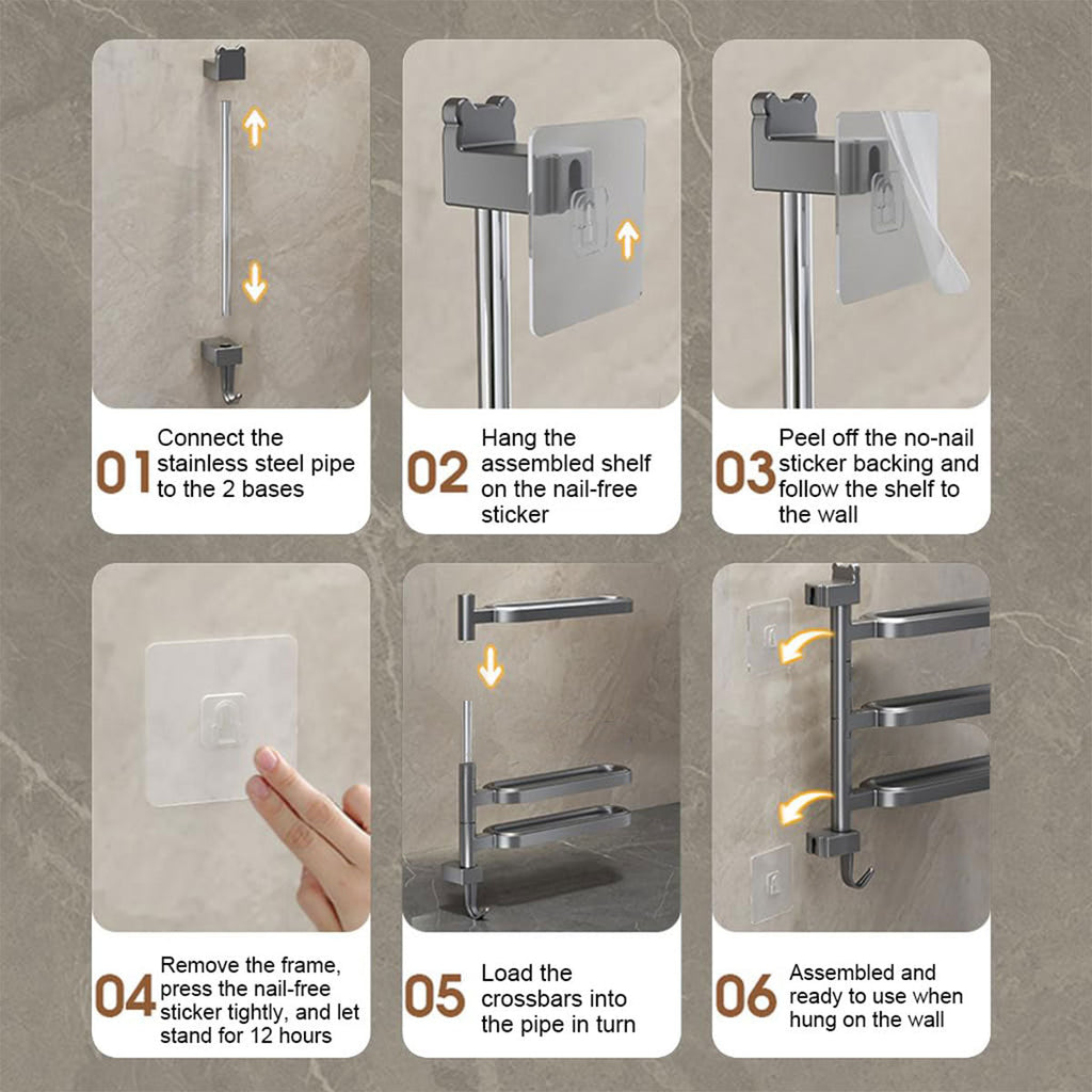 3 Arm Rotating Towel Rack Two Colours Set | StorageOZ