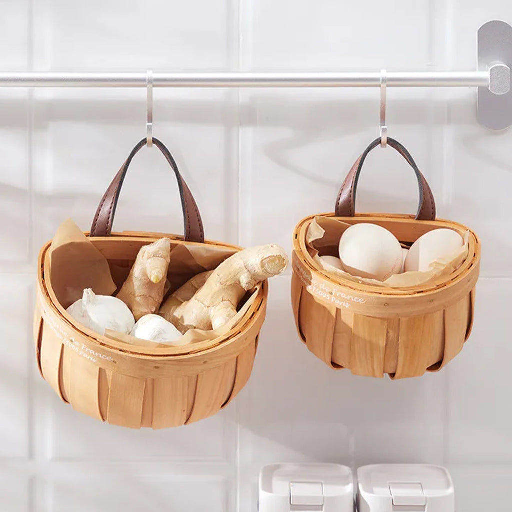 Yellow Woven Wall Basket in Two Sizes Set | StorageOZ