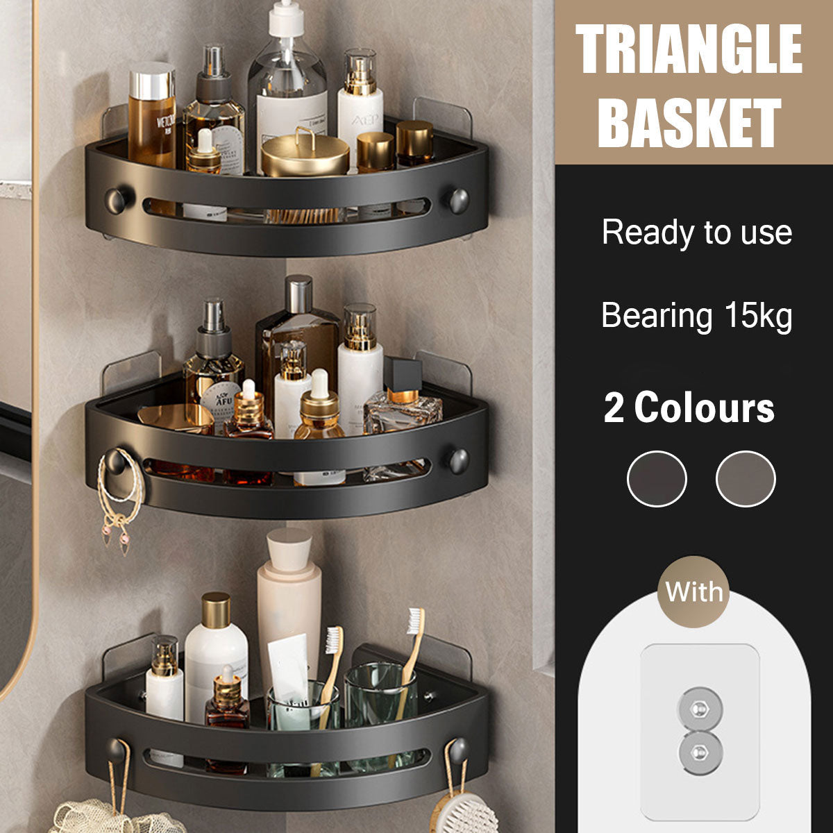 3 Tier Triangle Bathroom Rack Two Colours | StorageOZ