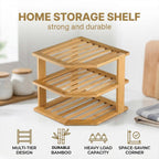 Bamboo 3 Tier Corner Kitchen Shelf Organiser | StorageOZ