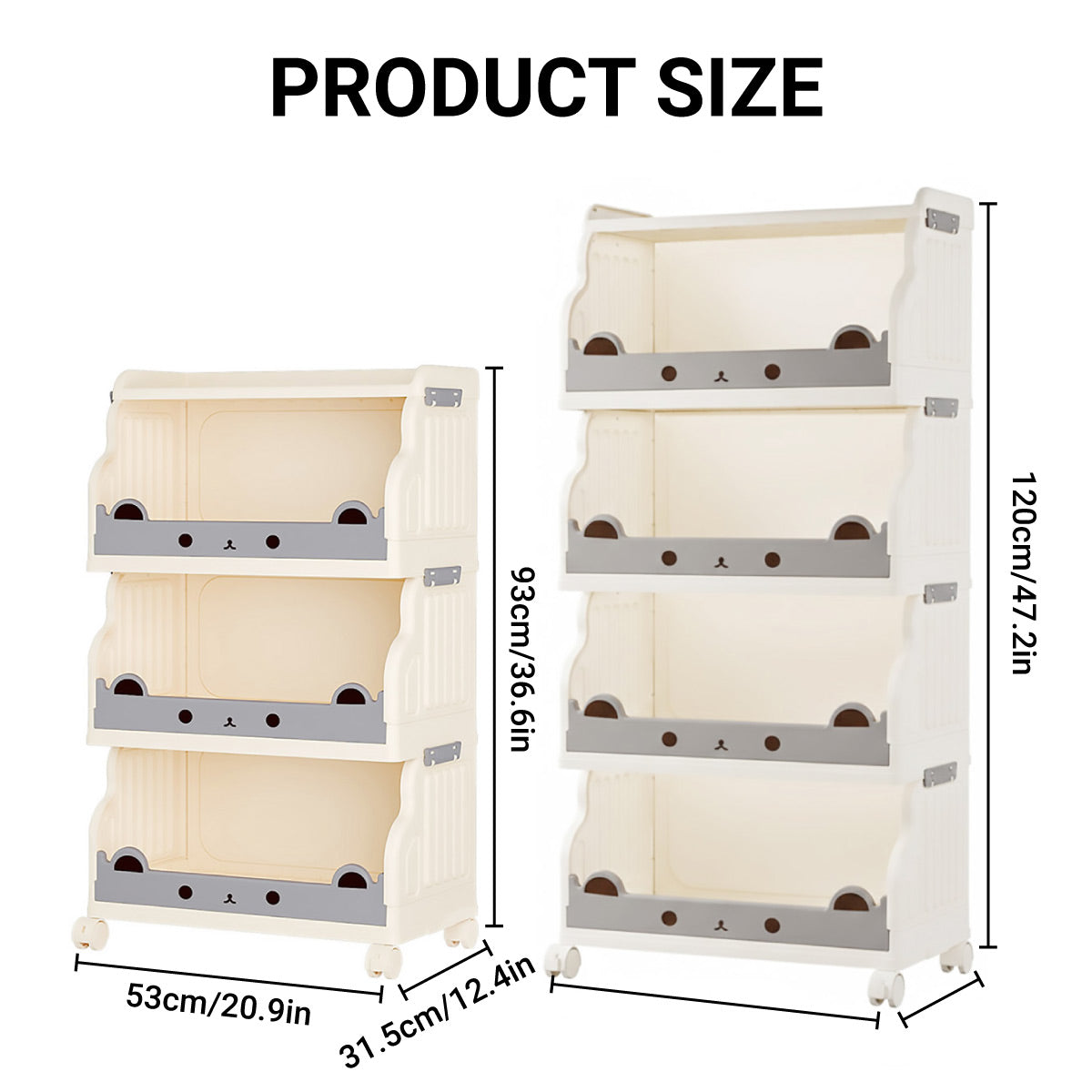 Cream Foldable Rolling Rack Two Heights Set | StorageOZ