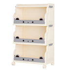 Cream Foldable Rolling Rack Two Heights Set | StorageOZ
