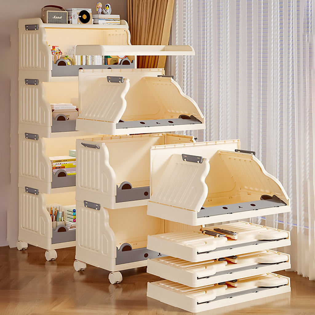 Cream Foldable Rolling Rack Two Heights Set | StorageOZ